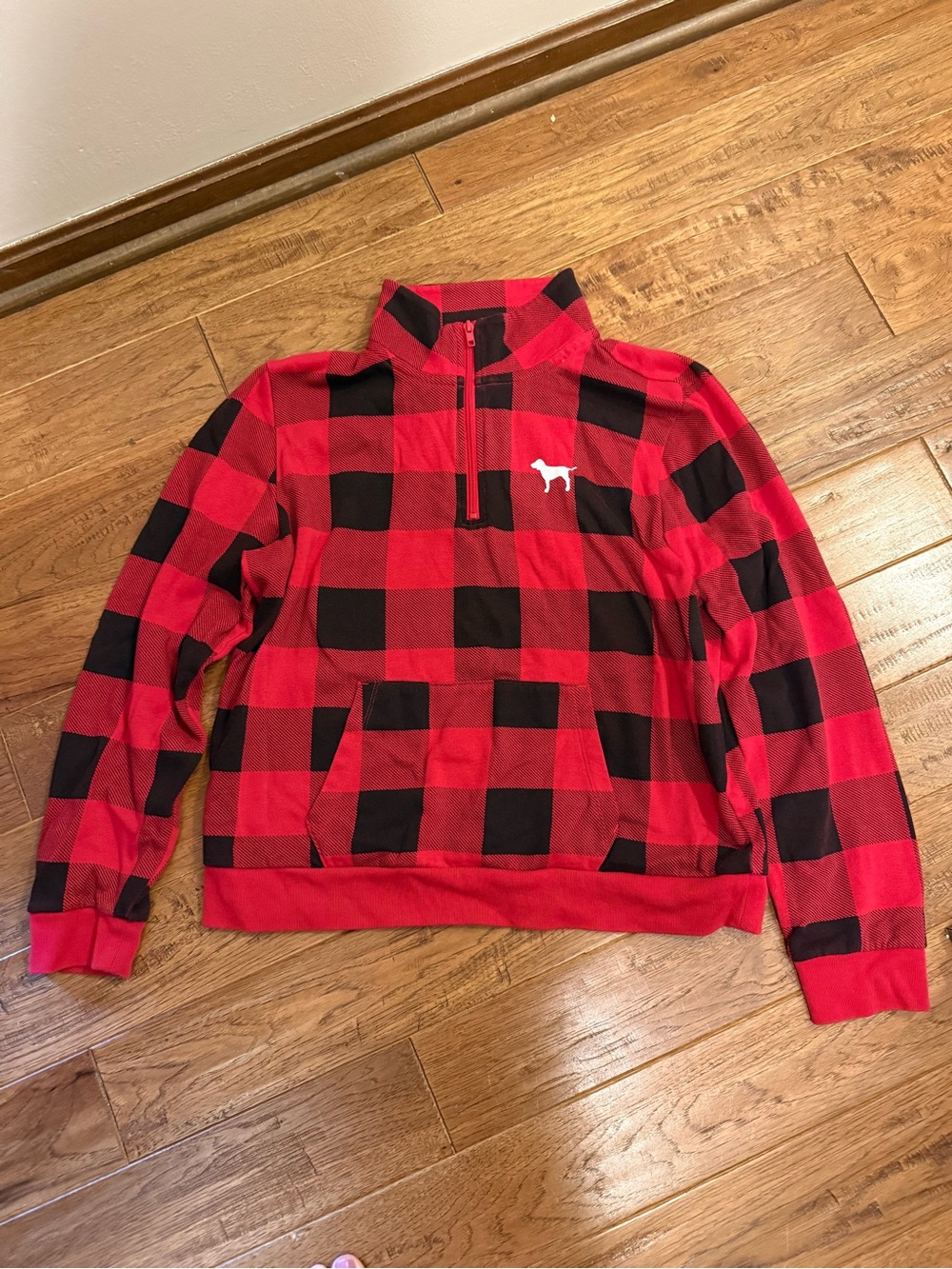 PINK buffalo check quarter zip
